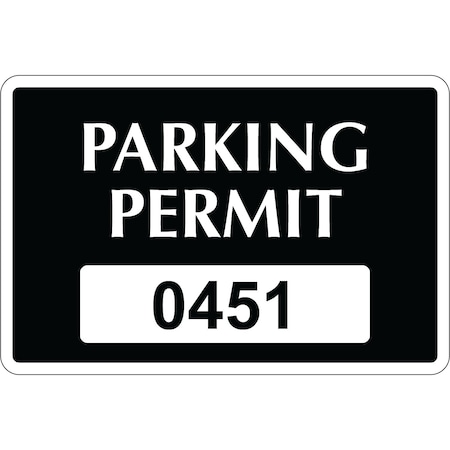 Lustre-Cal Vinyl Permanent Parking Permit Black 3in x 2in  Serialized 450-500, 50PK 253739PvWh1K0451